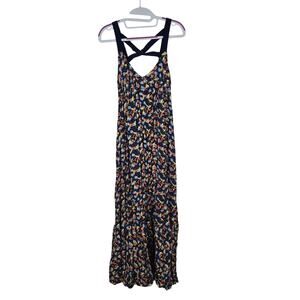 Women's Quiksilver Blue Floral Maxi Dress Cross Back | Size XS
